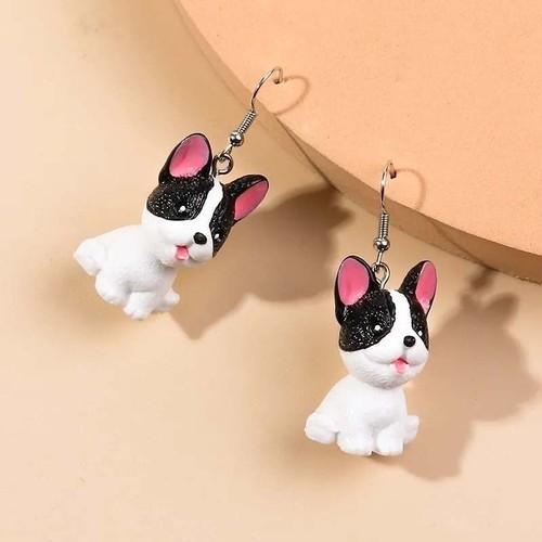 French bulldog earrings black - french,