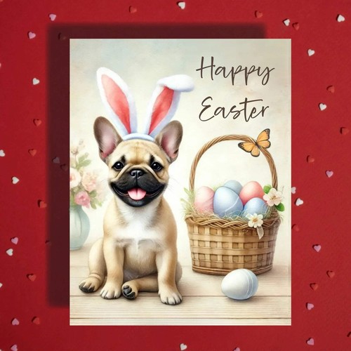 Easter french bulldog - french, greeting